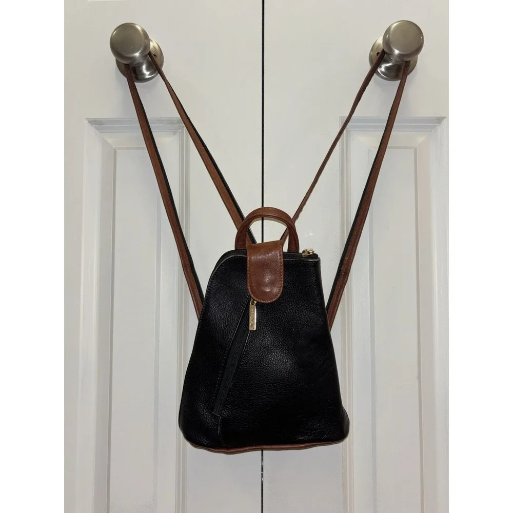 Valentino‎ Di Paolo Italy Leather Convertible Backpack Hobo Shoulder Bag 9x9x3